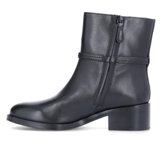 Tory Burch Miller black leather boots gold tone logo zipper booties Sz 10 1/2 - Picture 5 of 13